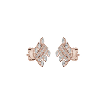 Floral Grid Diamond Stud Earrings