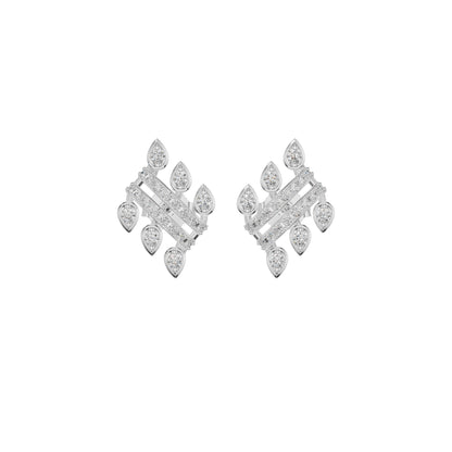 Floral Grid Diamond Stud Earrings