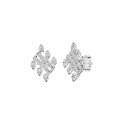 Floral Grid Diamond Stud Earrings