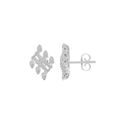 Floral Grid Diamond Stud Earrings