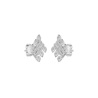 Floral Grid Diamond Stud Earrings