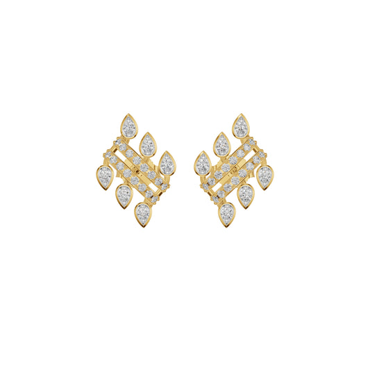 Floral Grid Diamond Stud Earrings