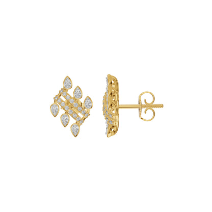 Floral Grid Diamond Stud Earrings