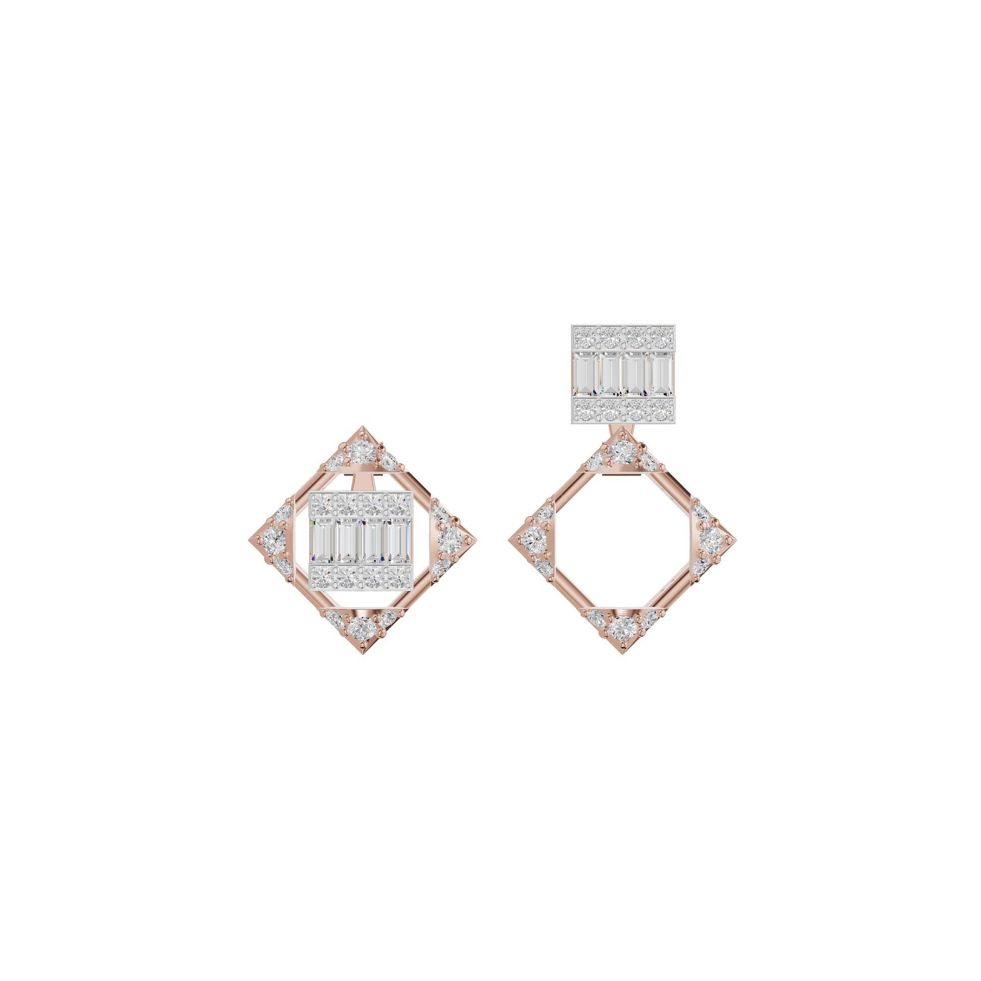 Prism Drop Diamond Stud Earrings 18 KT / Rose Gold