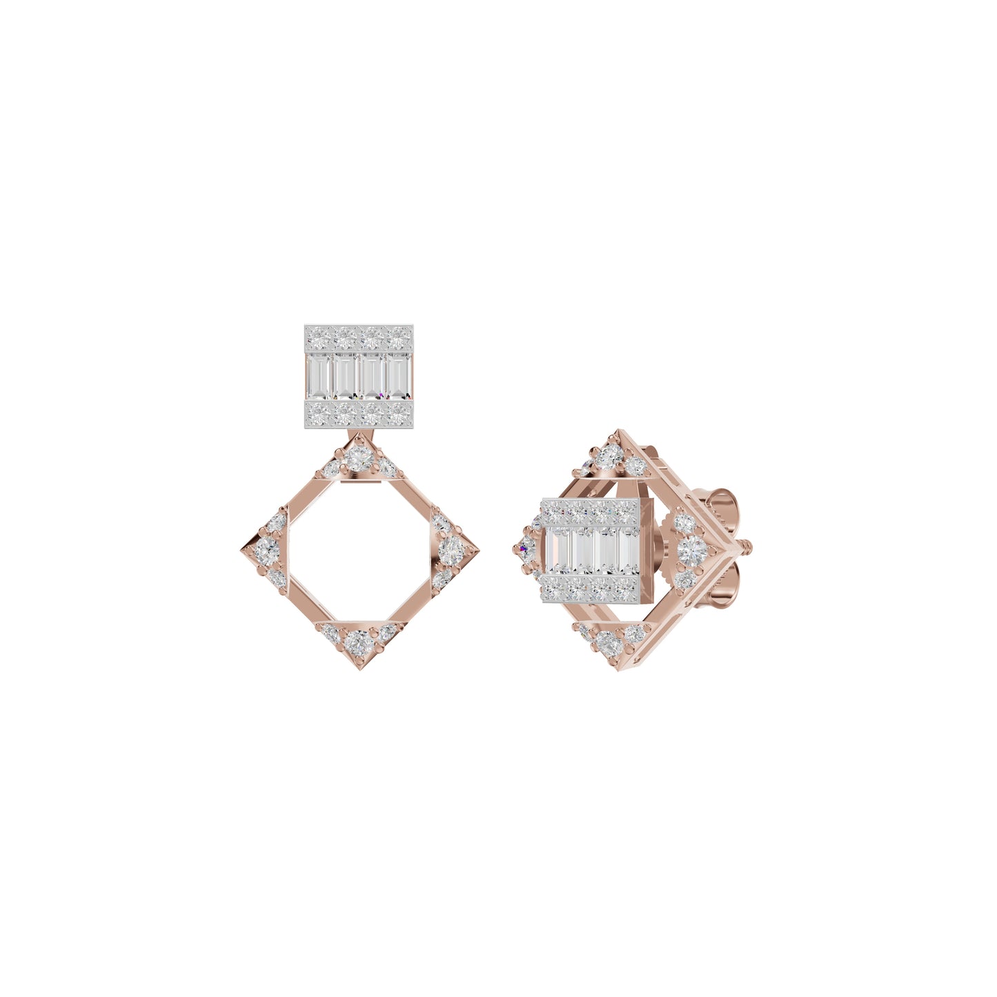 Prism Drop Diamond Stud Earrings 18 KT / Rose Gold