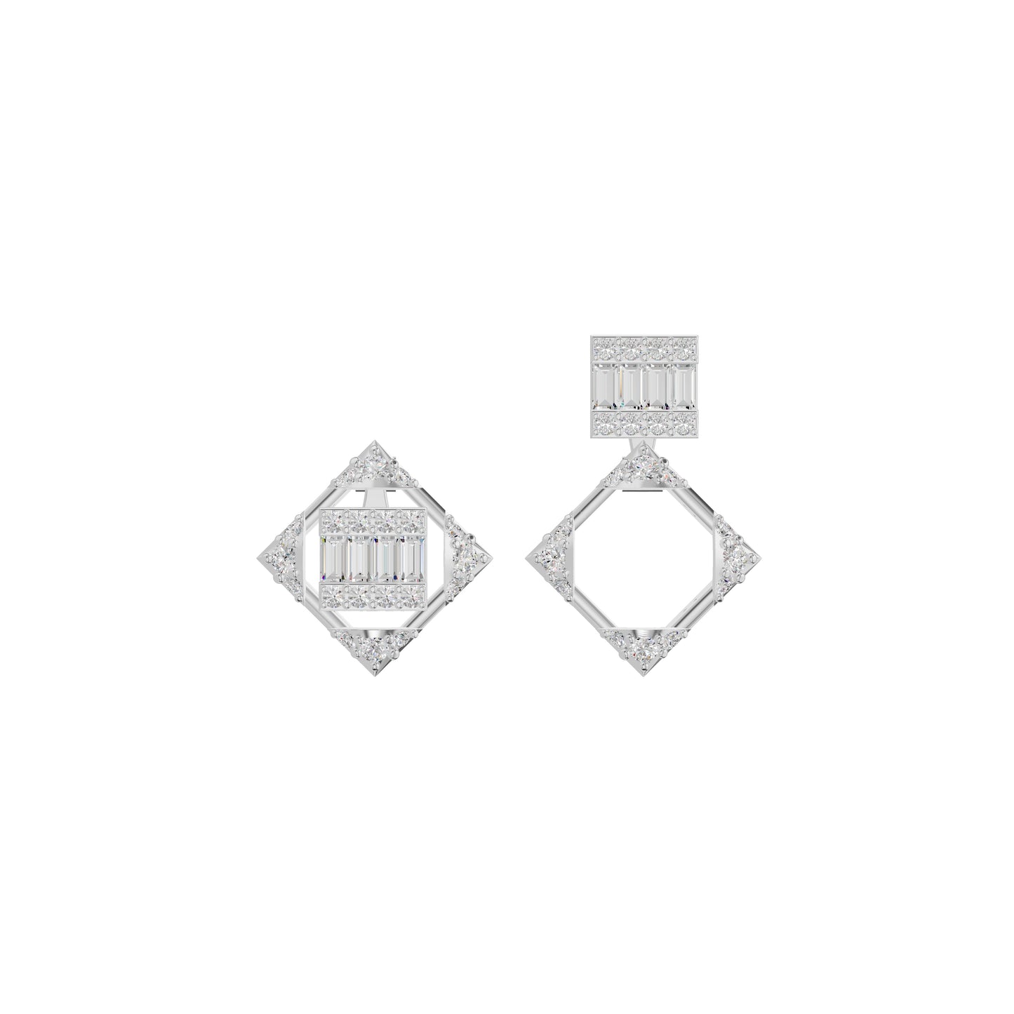 Prism Drop Diamond Stud Earrings 18 KT / White Gold