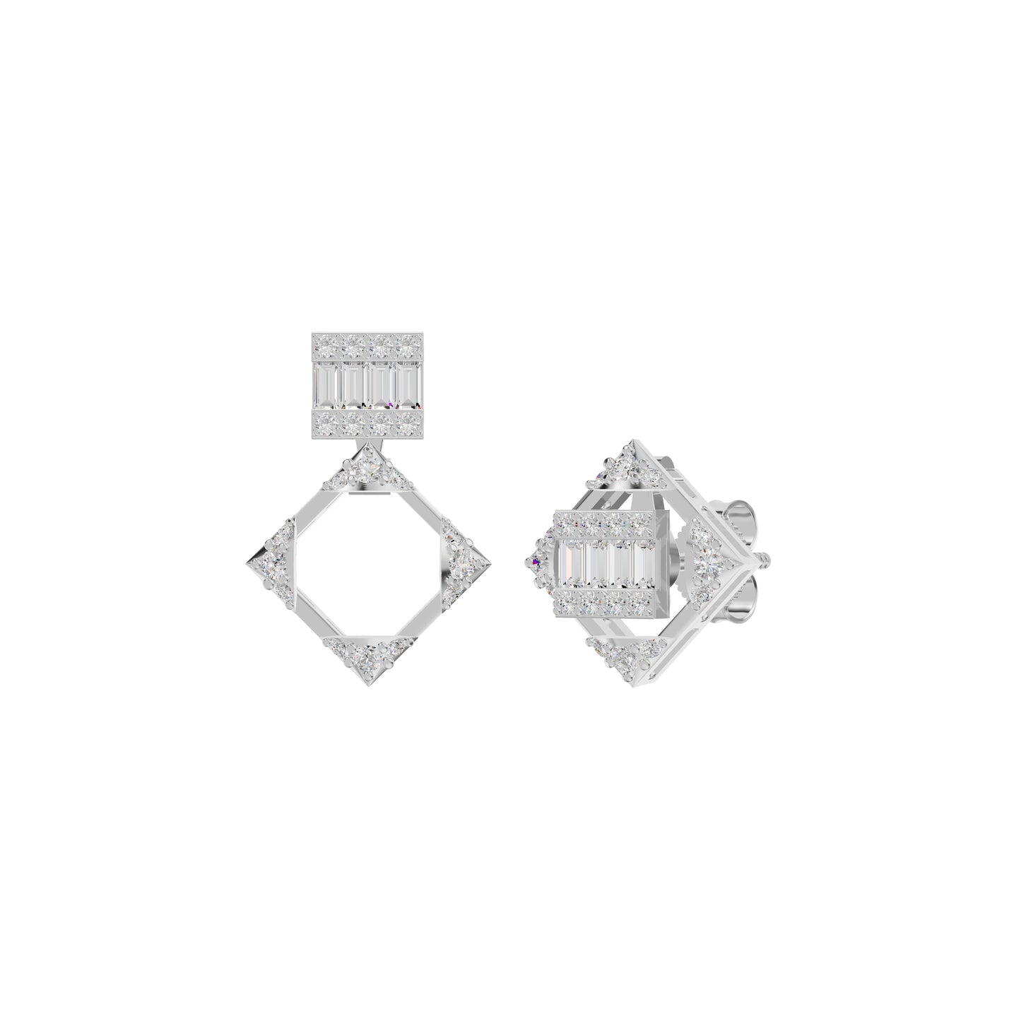 Prism Drop Diamond Stud Earrings 18 KT / White Gold
