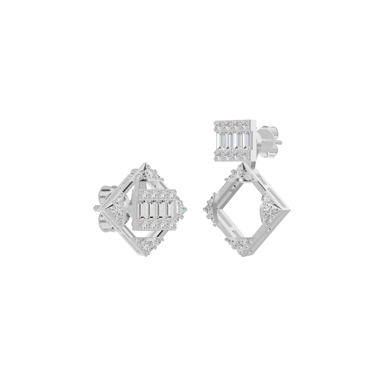 Prism Drop Diamond Stud Earrings 18 KT / White Gold