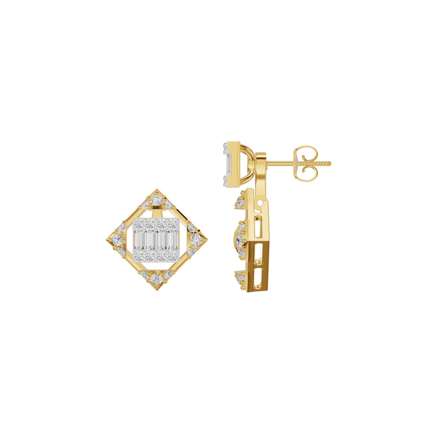 Prism Drop Diamond Stud Earrings 18 KT / Yellow Gold
