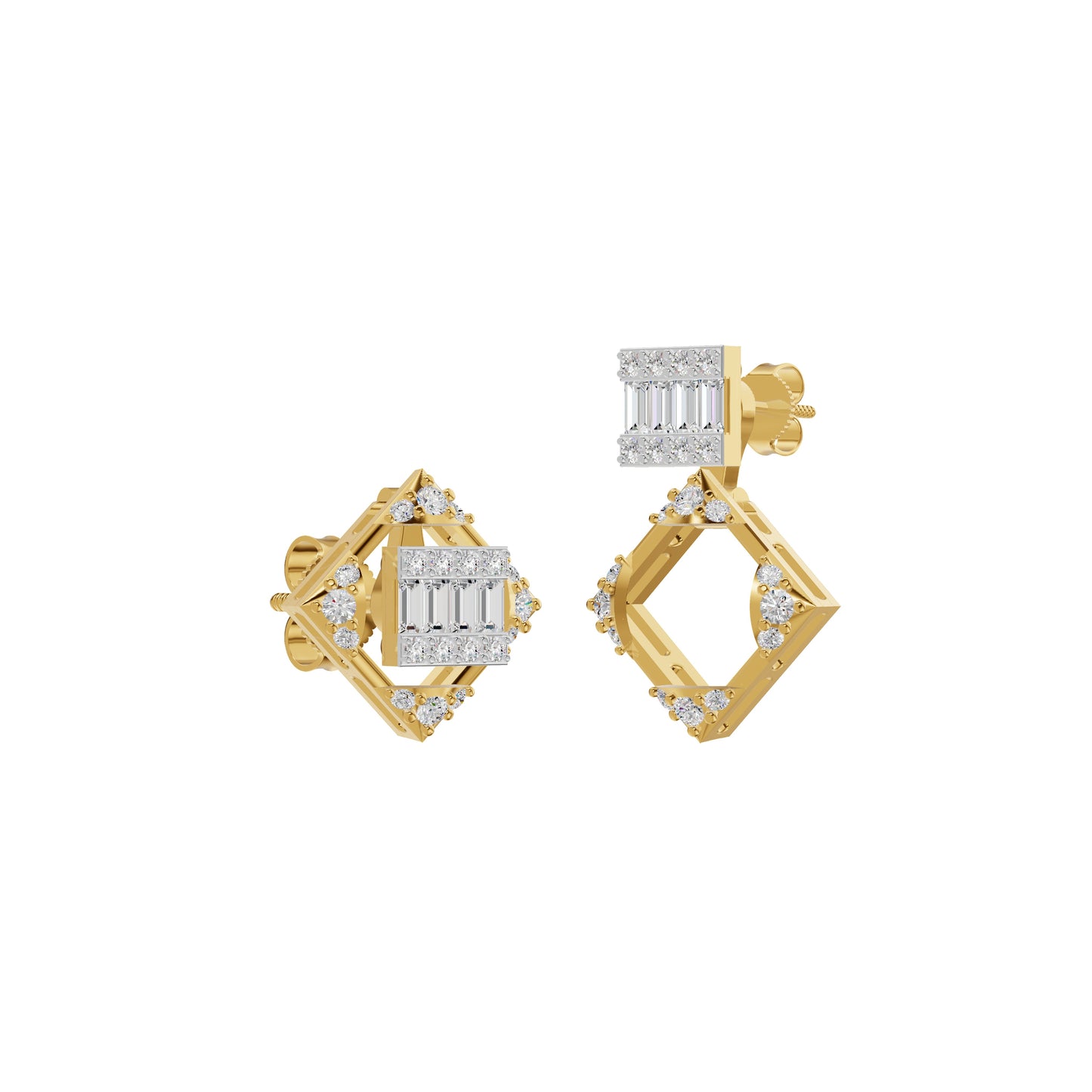 Prism Drop Diamond Stud Earrings 18 KT / Yellow Gold