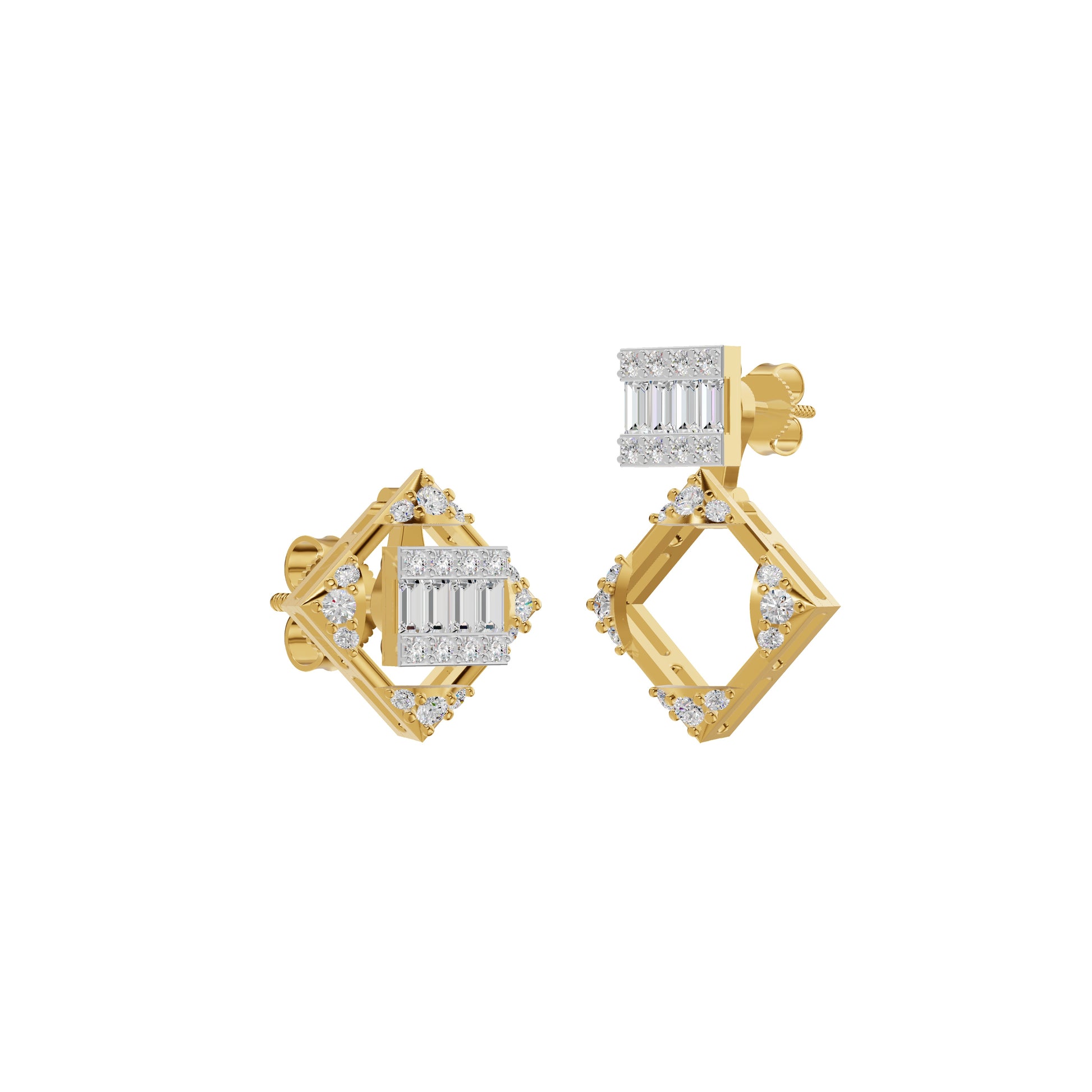 Prism Drop Diamond Stud Earrings 18 KT / Yellow Gold