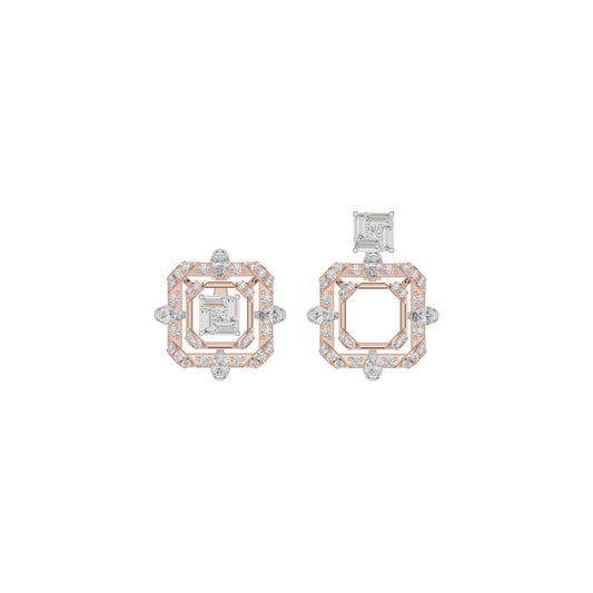 Asscher Cut Diamond Stud Earrings 18 KT / Rose Gold