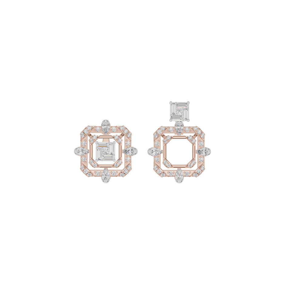 Asscher Cut Diamond Stud Earrings 18 KT / Rose Gold