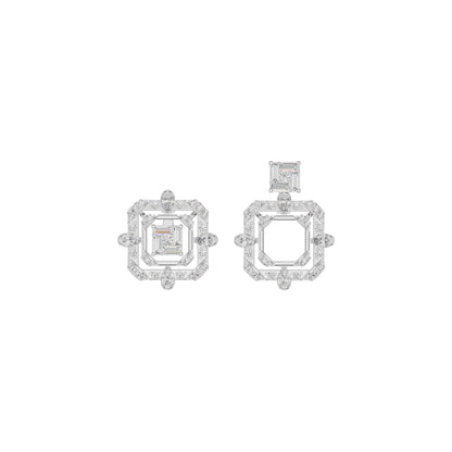 Asscher Cut Diamond Stud Earrings 18 KT / White Gold