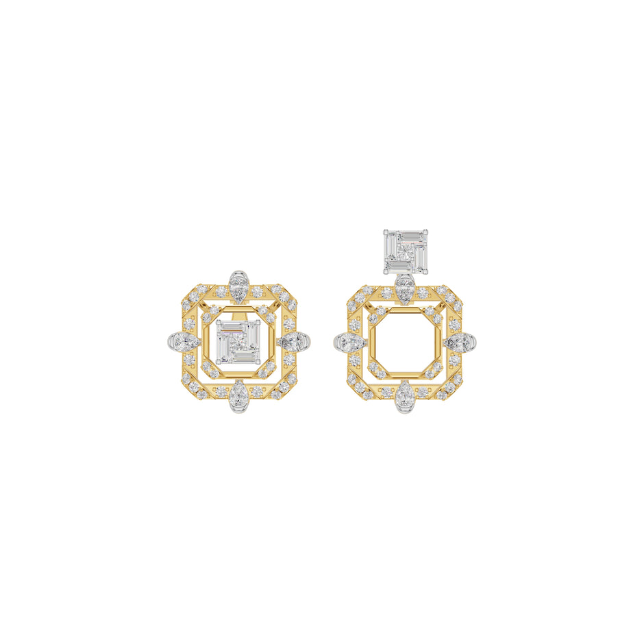 Asscher Cut Diamond Stud Earrings 18 KT / Yellow Gold