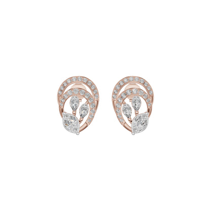 Open Petal Frame Diamond Stud Earrings