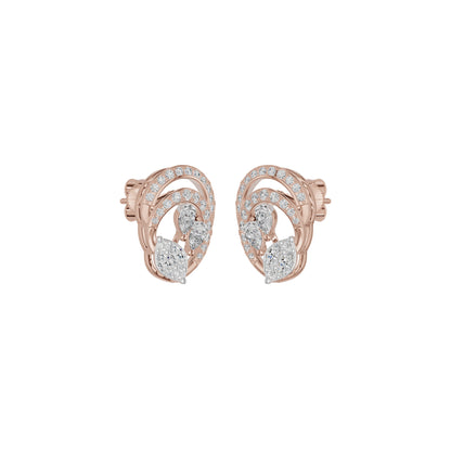 Open Petal Frame Diamond Stud Earrings
