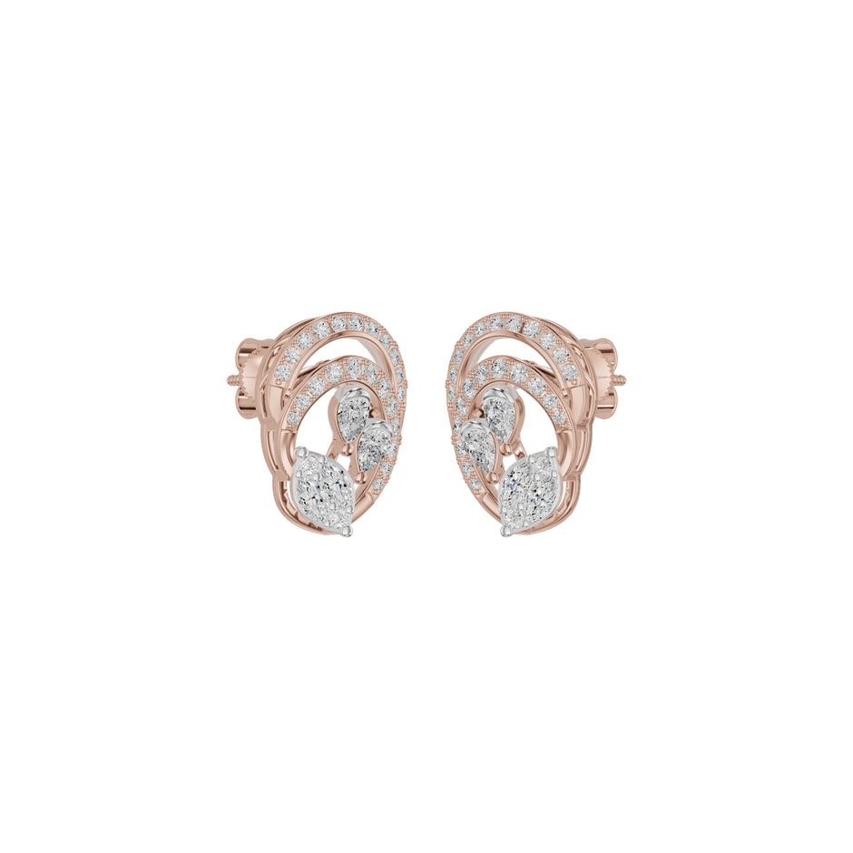 Open Petal Frame Diamond Stud Earrings