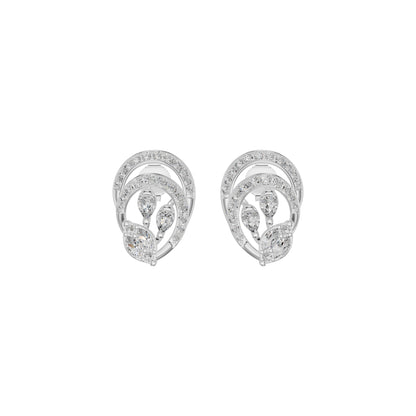 Open Petal Frame Diamond Stud Earrings