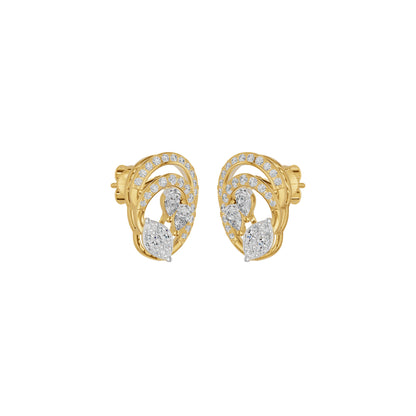 Open Petal Frame Diamond Stud Earrings
