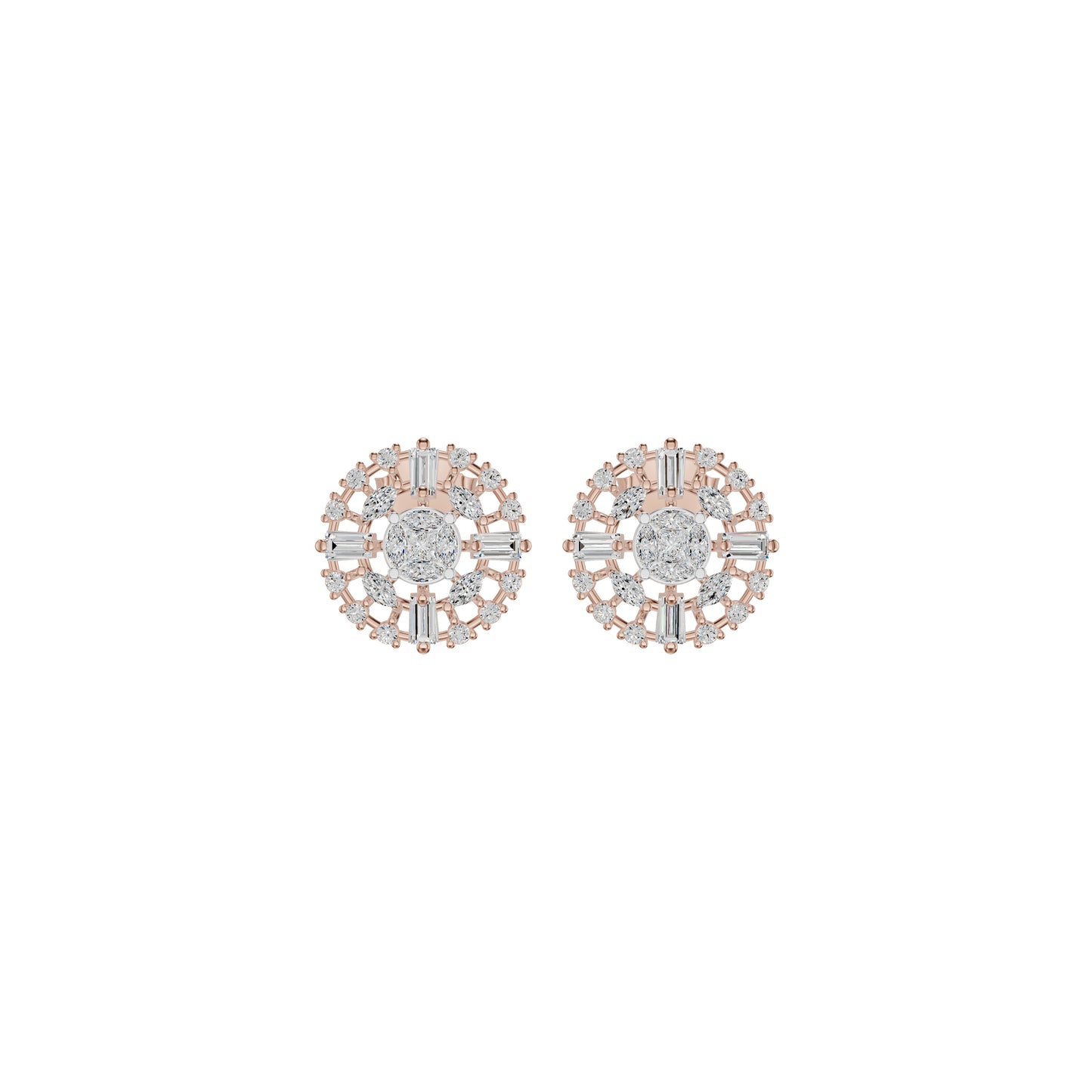 Wheel Diamond Stud Earrings