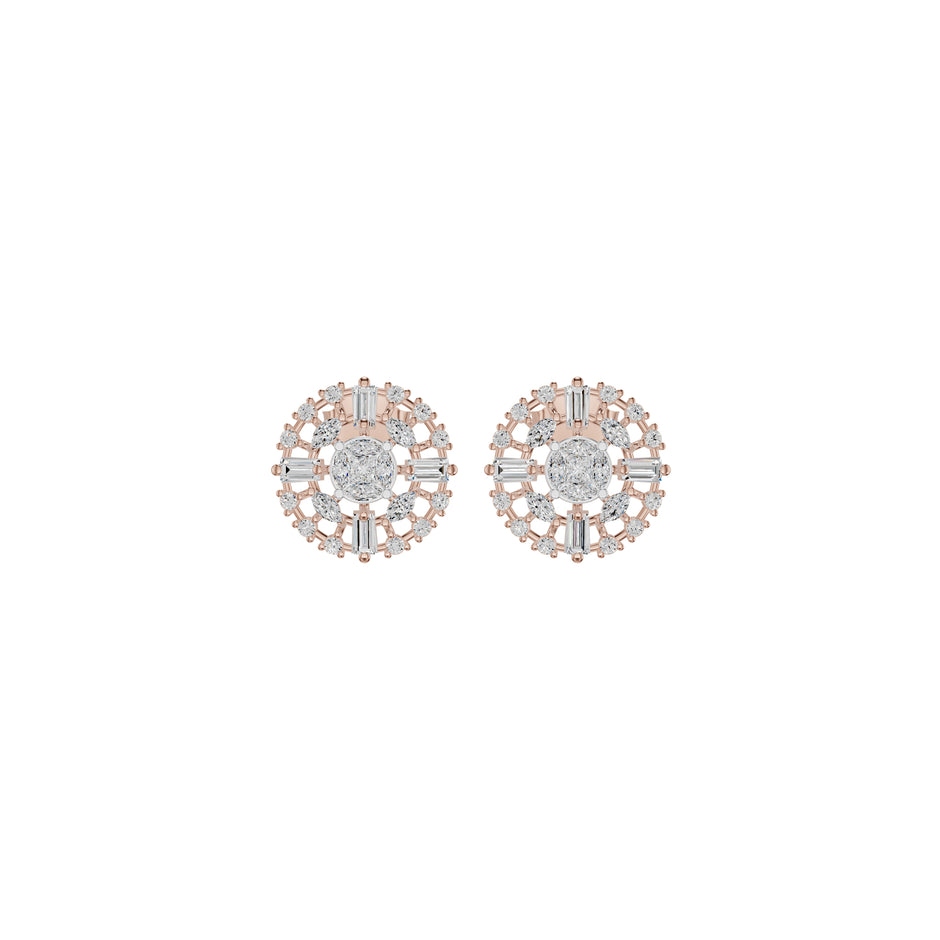 Wheel Diamond Stud Earrings