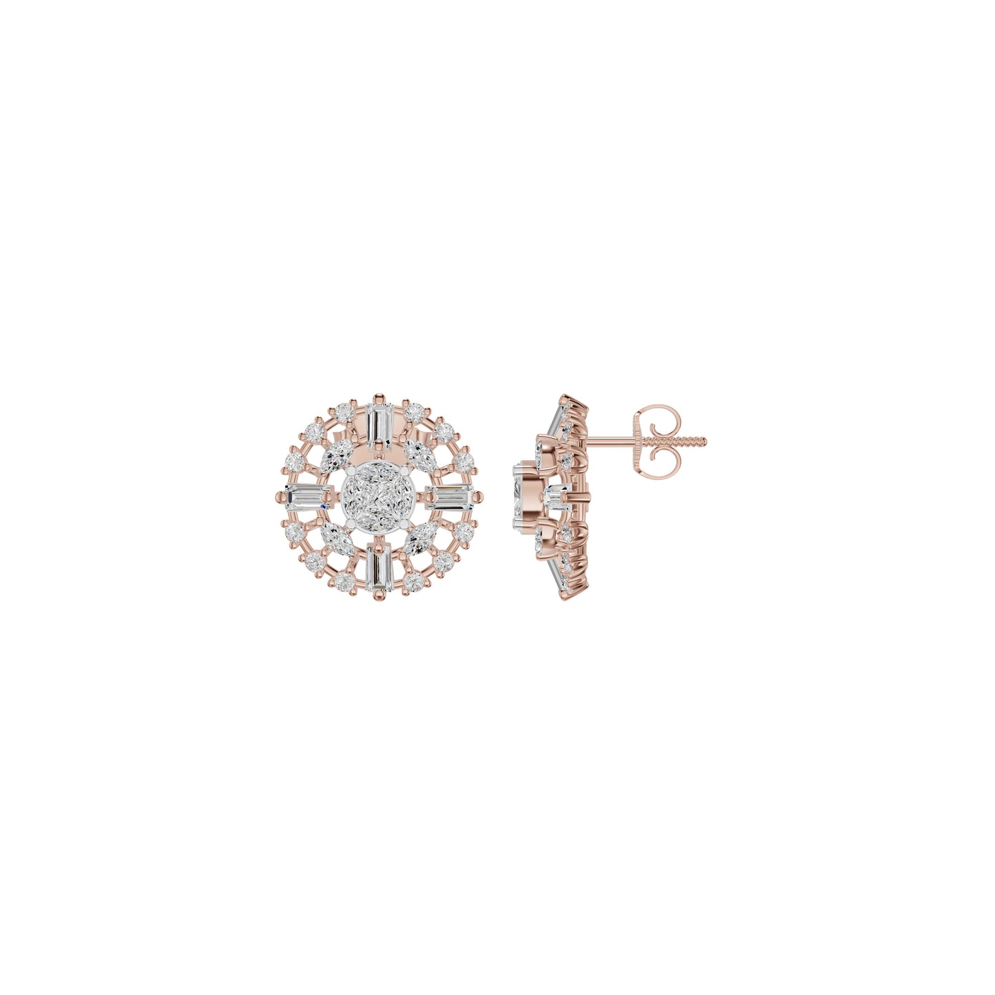 Wheel Diamond Stud Earrings
