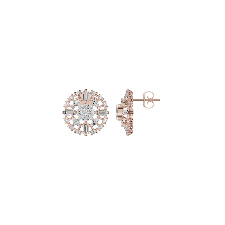 Wheel Diamond Stud Earrings