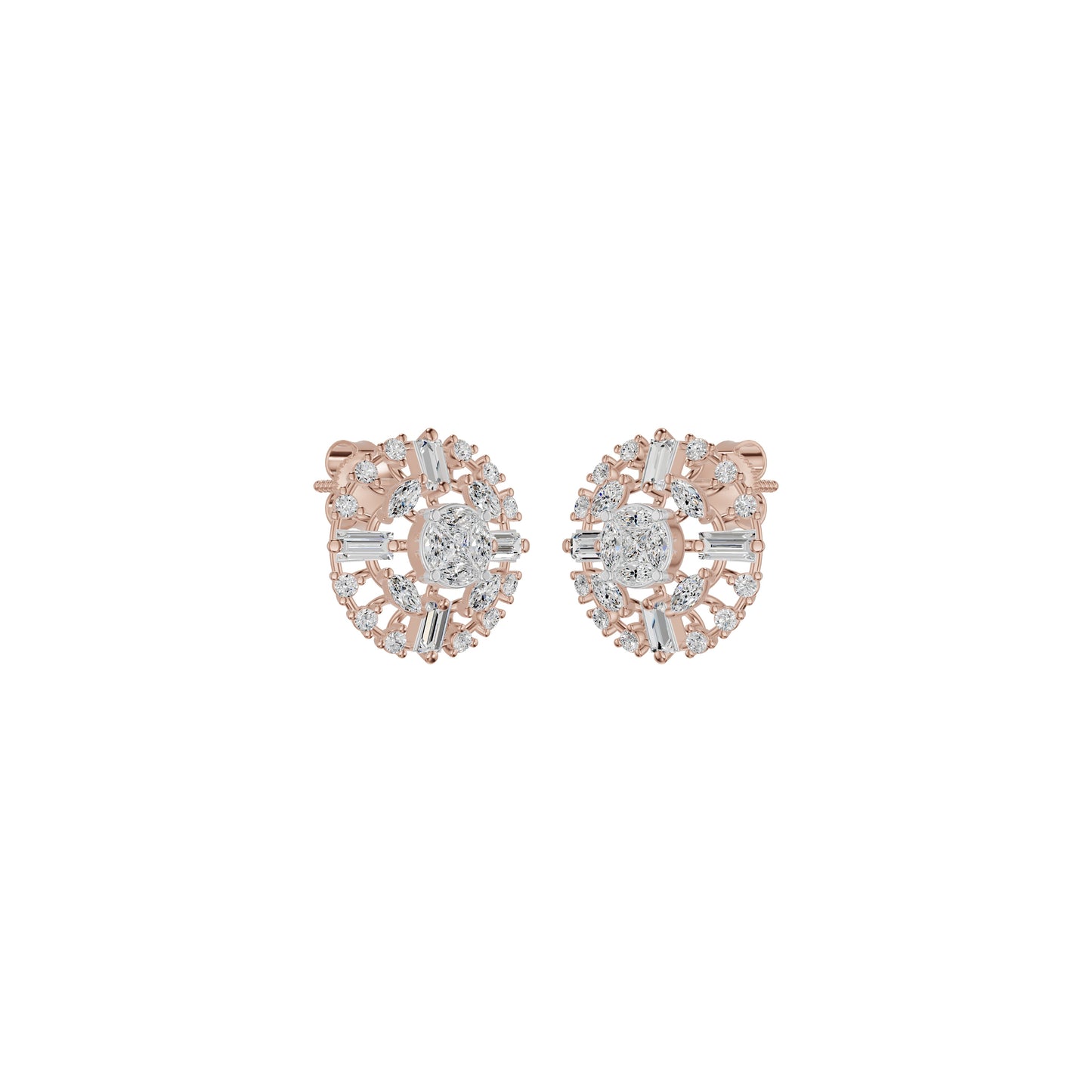 Wheel Diamond Stud Earrings