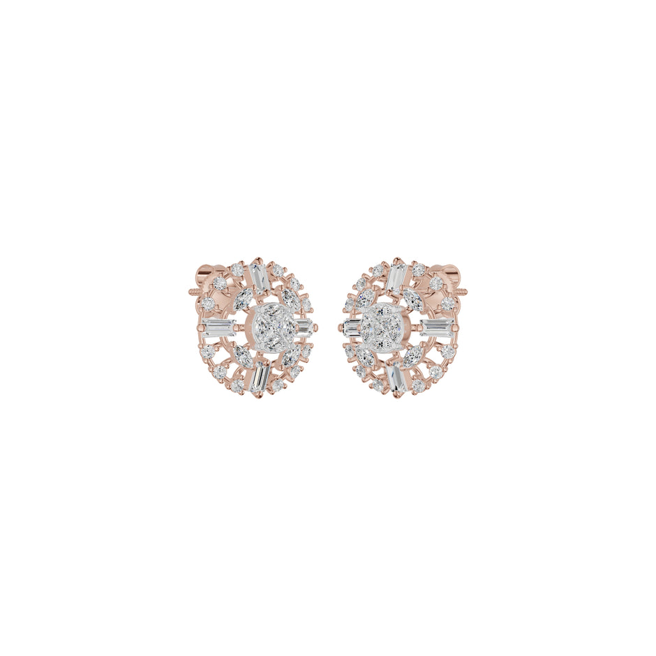 Wheel Diamond Stud Earrings