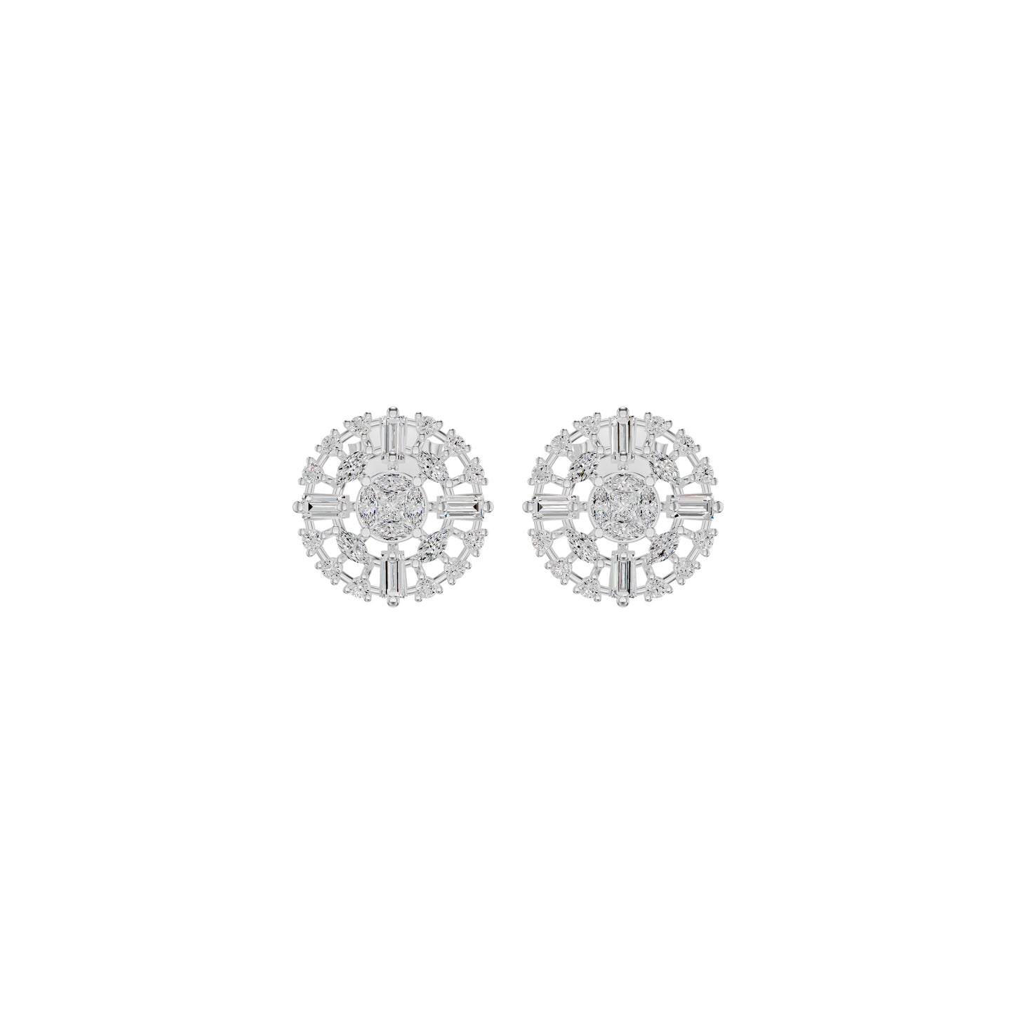 Wheel Diamond Stud Earrings