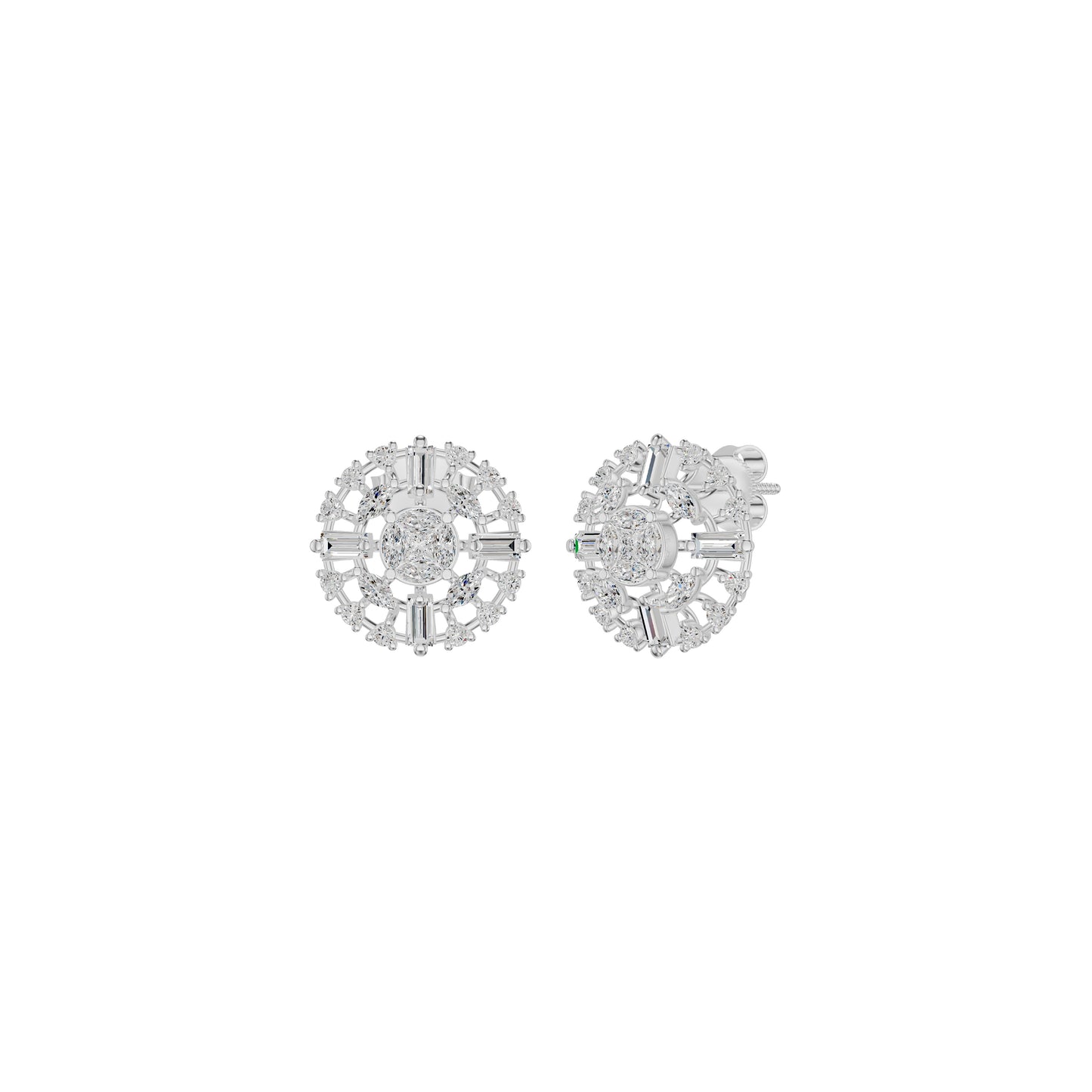 Wheel Diamond Stud Earrings