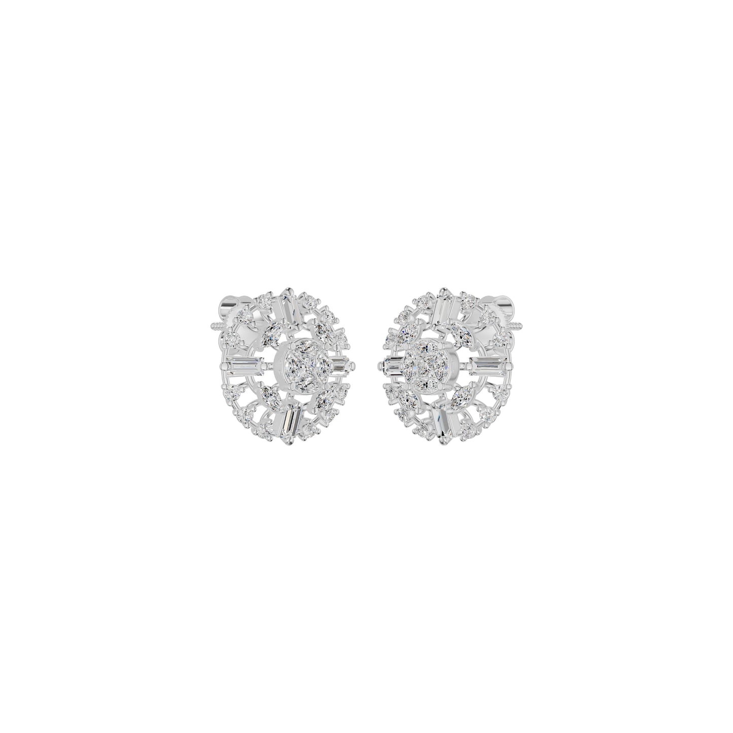 Wheel Diamond Stud Earrings