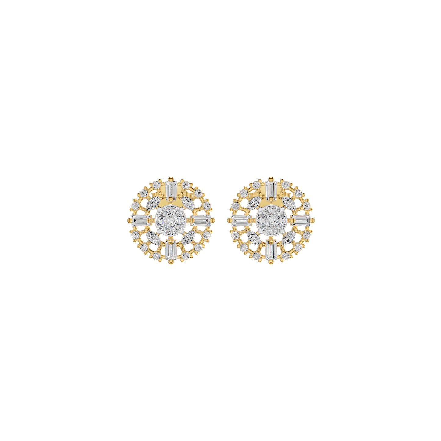 Wheel Diamond Stud Earrings