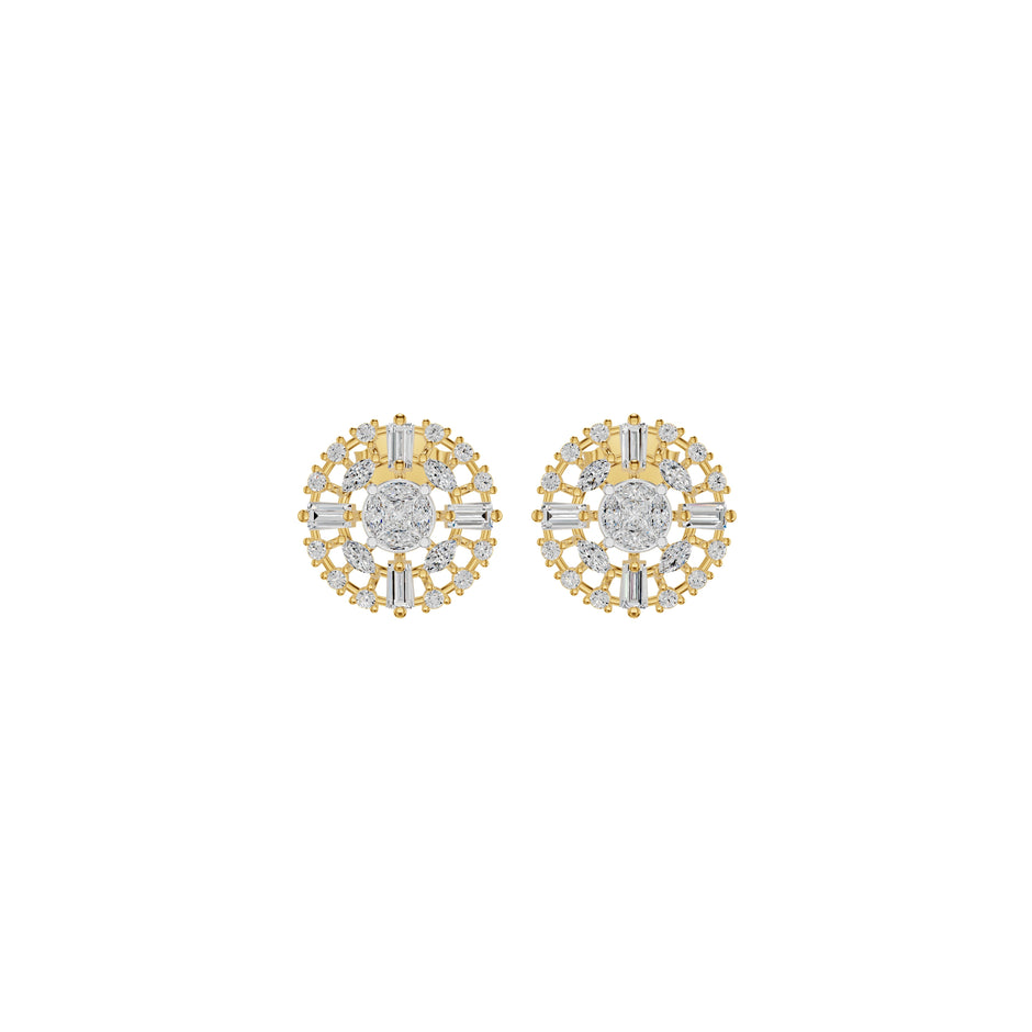 Wheel Diamond Stud Earrings