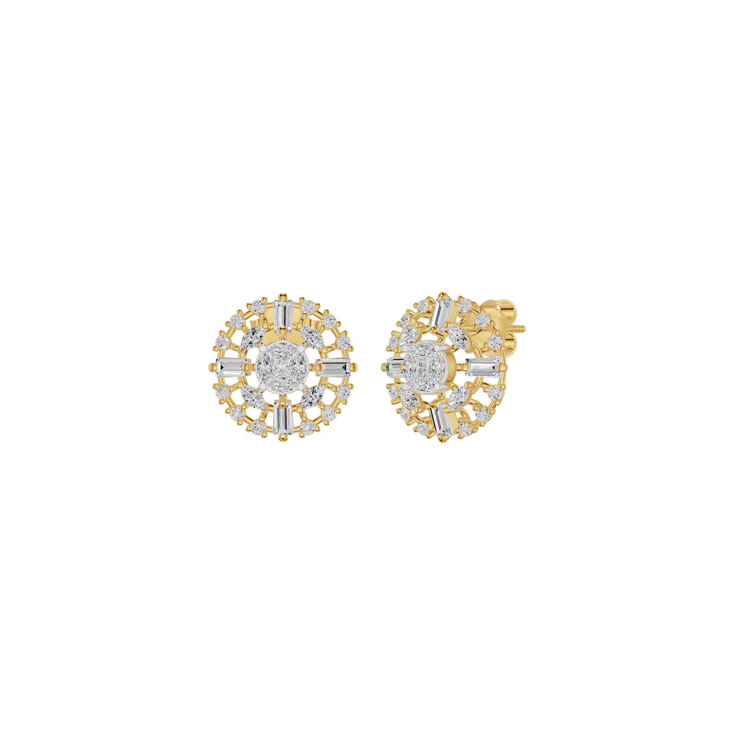 Wheel Diamond Stud Earrings