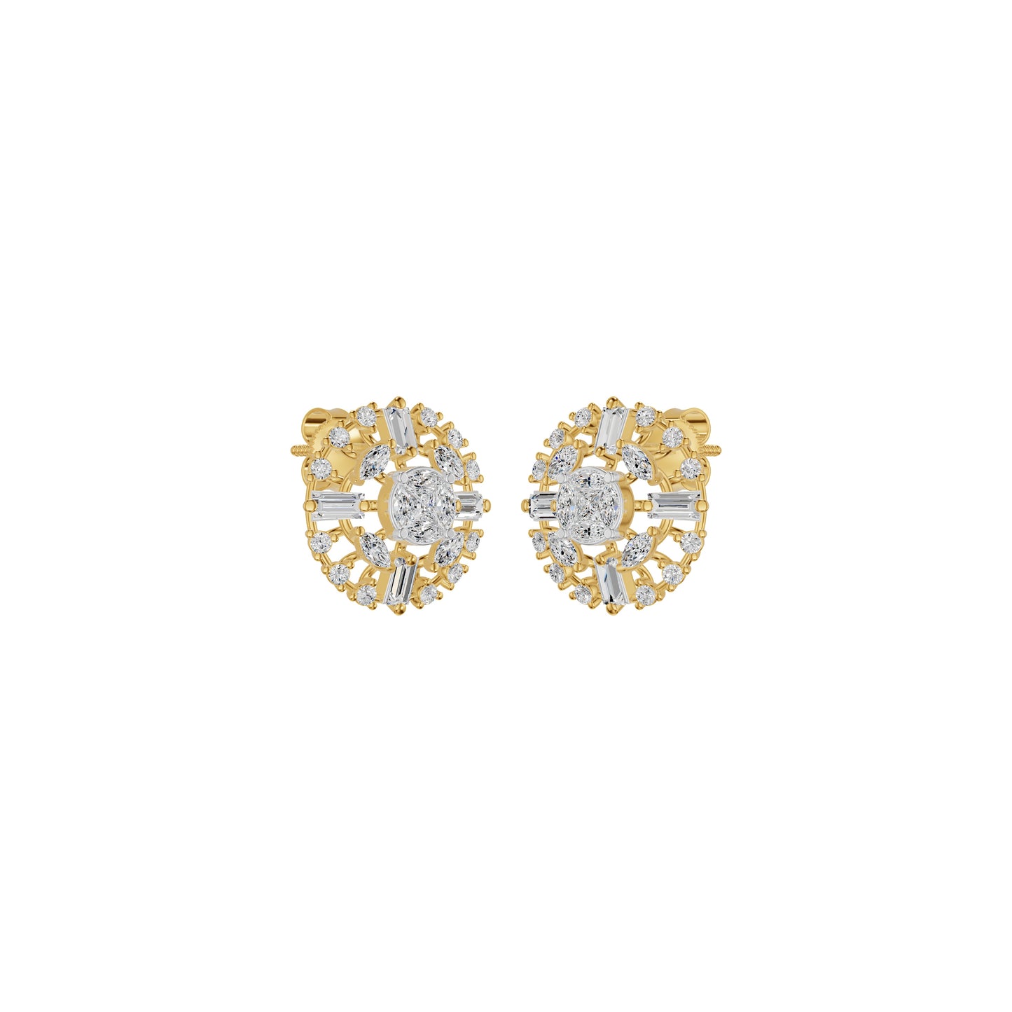 Wheel Diamond Stud Earrings