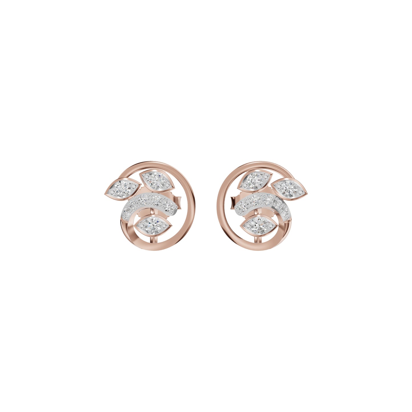 Marquise Swirl Diamond Stud Earrings