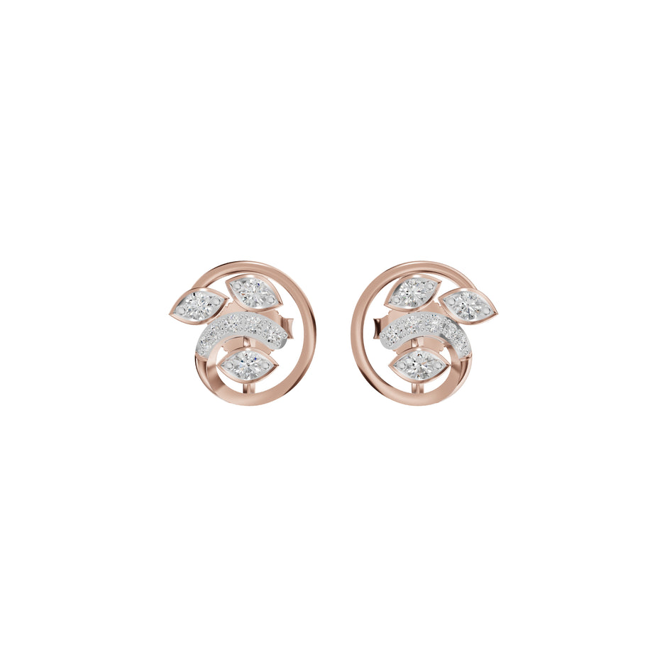 Marquise Swirl Diamond Stud Earrings