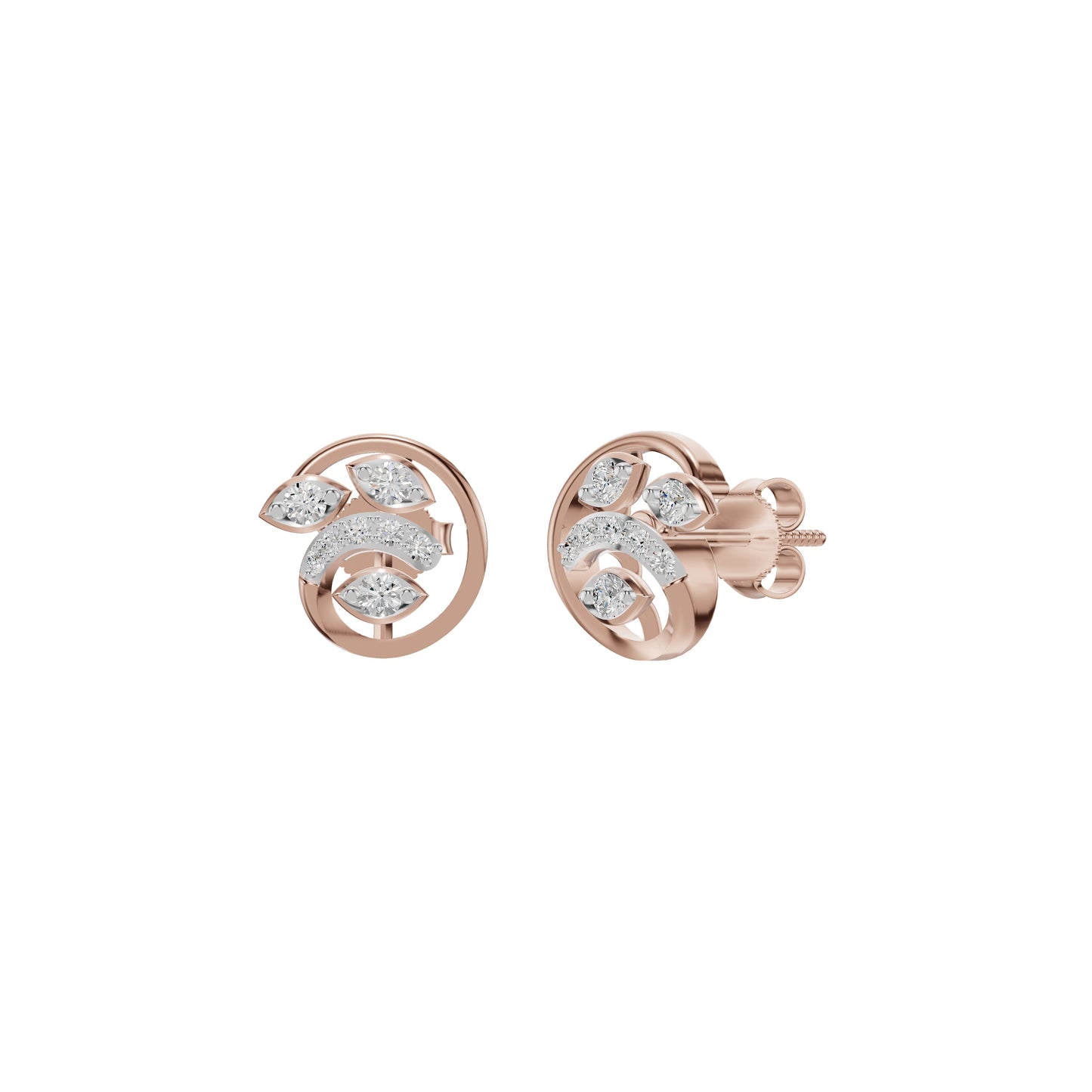 Marquise Swirl Diamond Stud Earrings
