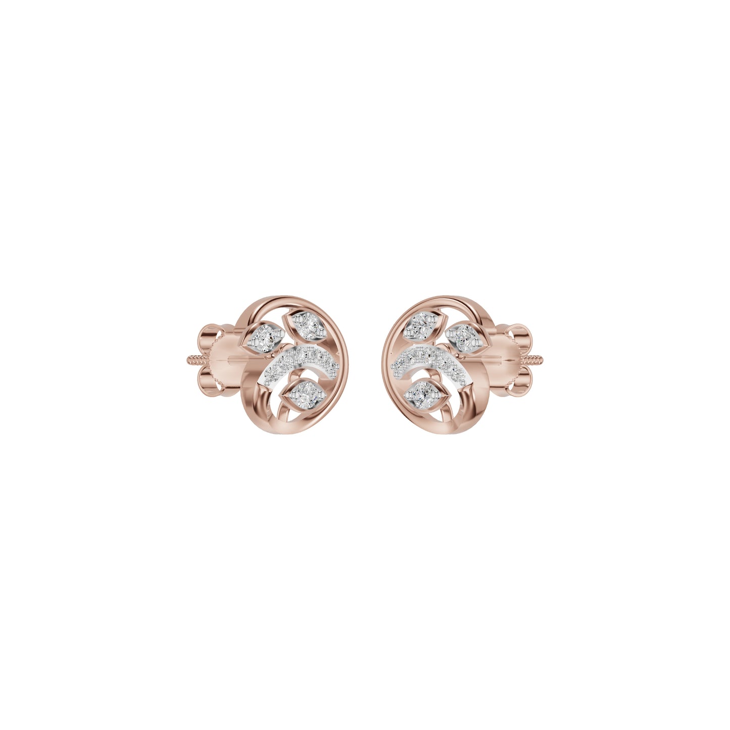 Marquise Swirl Diamond Stud Earrings