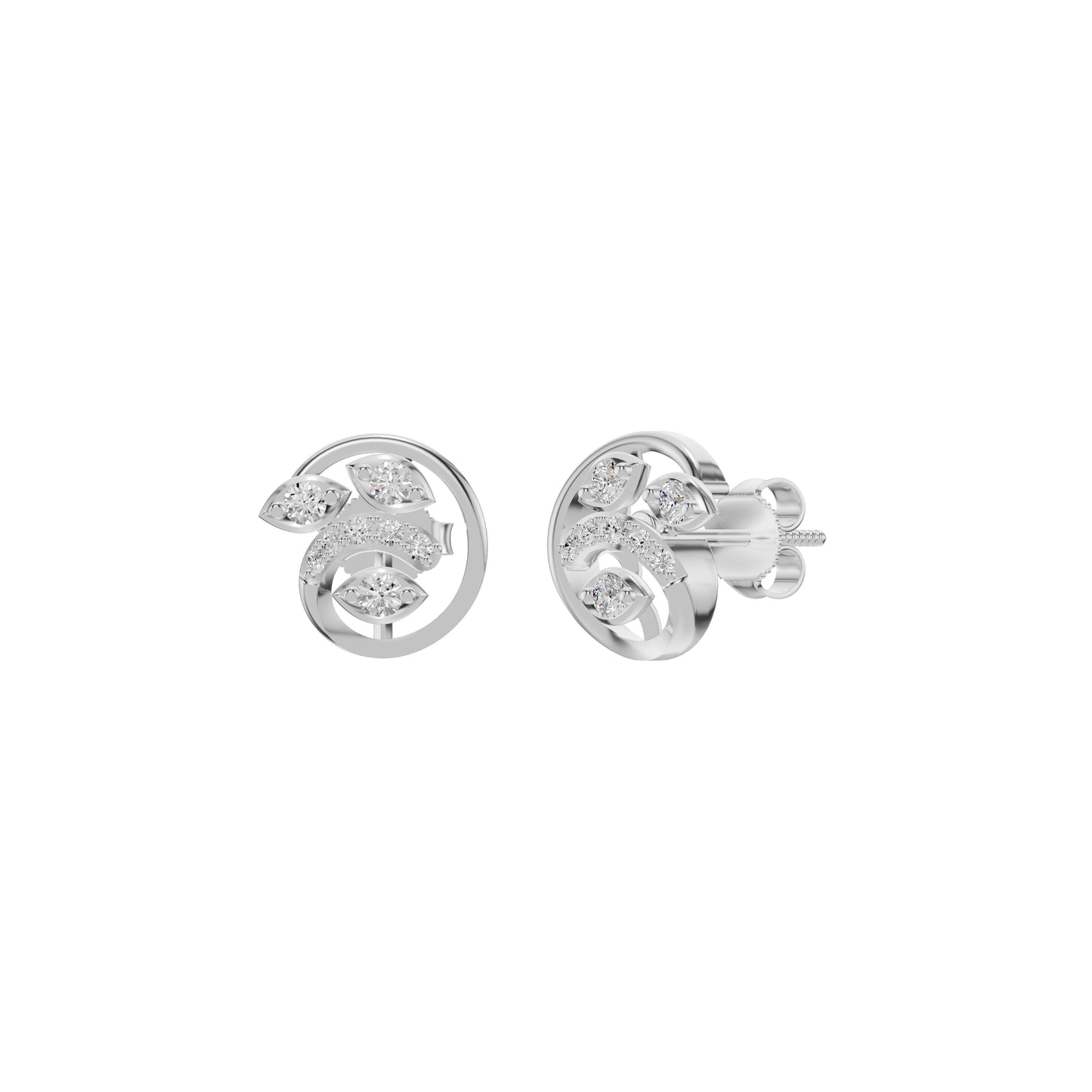 Marquise Swirl Diamond Stud Earrings