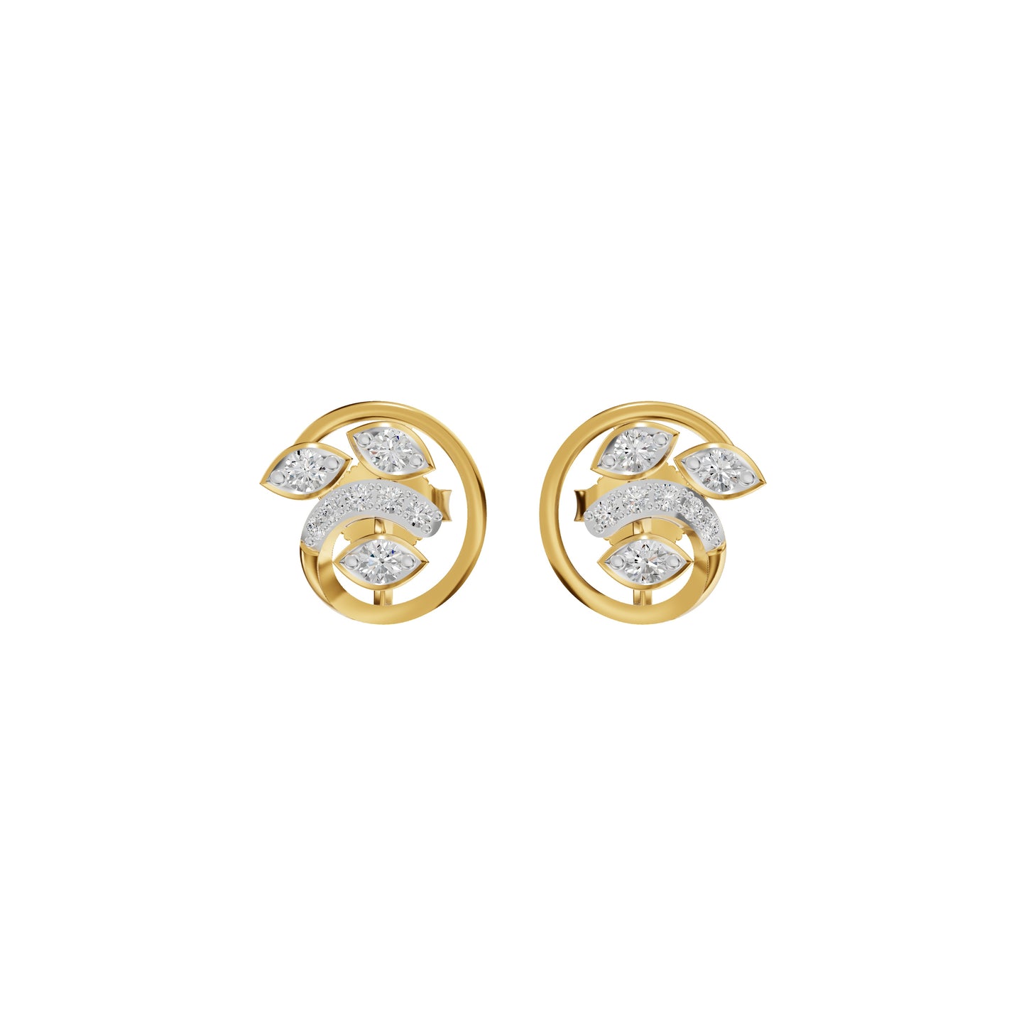 Marquise Swirl Diamond Stud Earrings