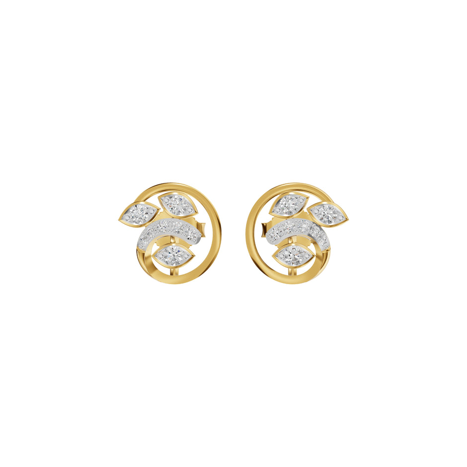 Marquise Swirl Diamond Stud Earrings