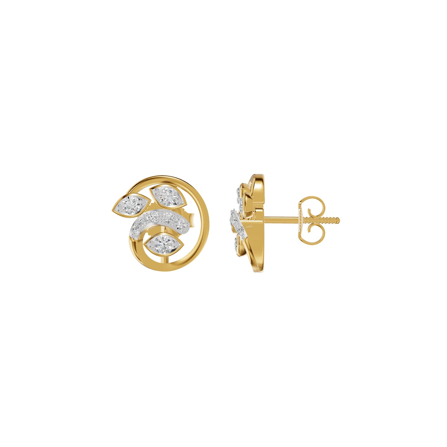 Marquise Swirl Diamond Stud Earrings