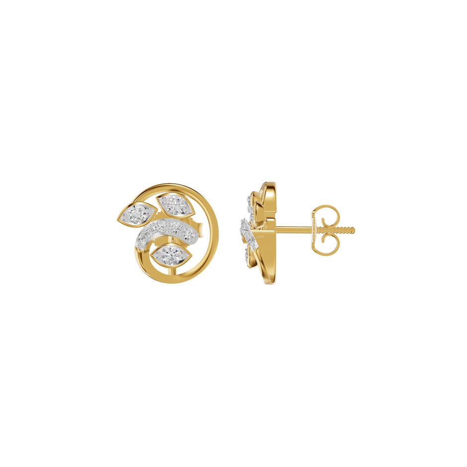 Marquise Swirl Diamond Stud Earrings