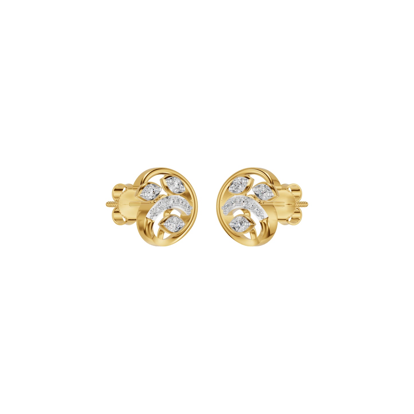 Marquise Swirl Diamond Stud Earrings