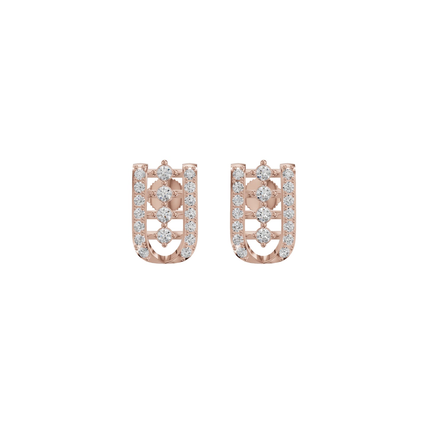 Lattice Round Diamond Stud Earrings