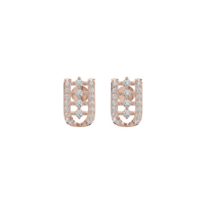 Lattice Round Diamond Stud Earrings