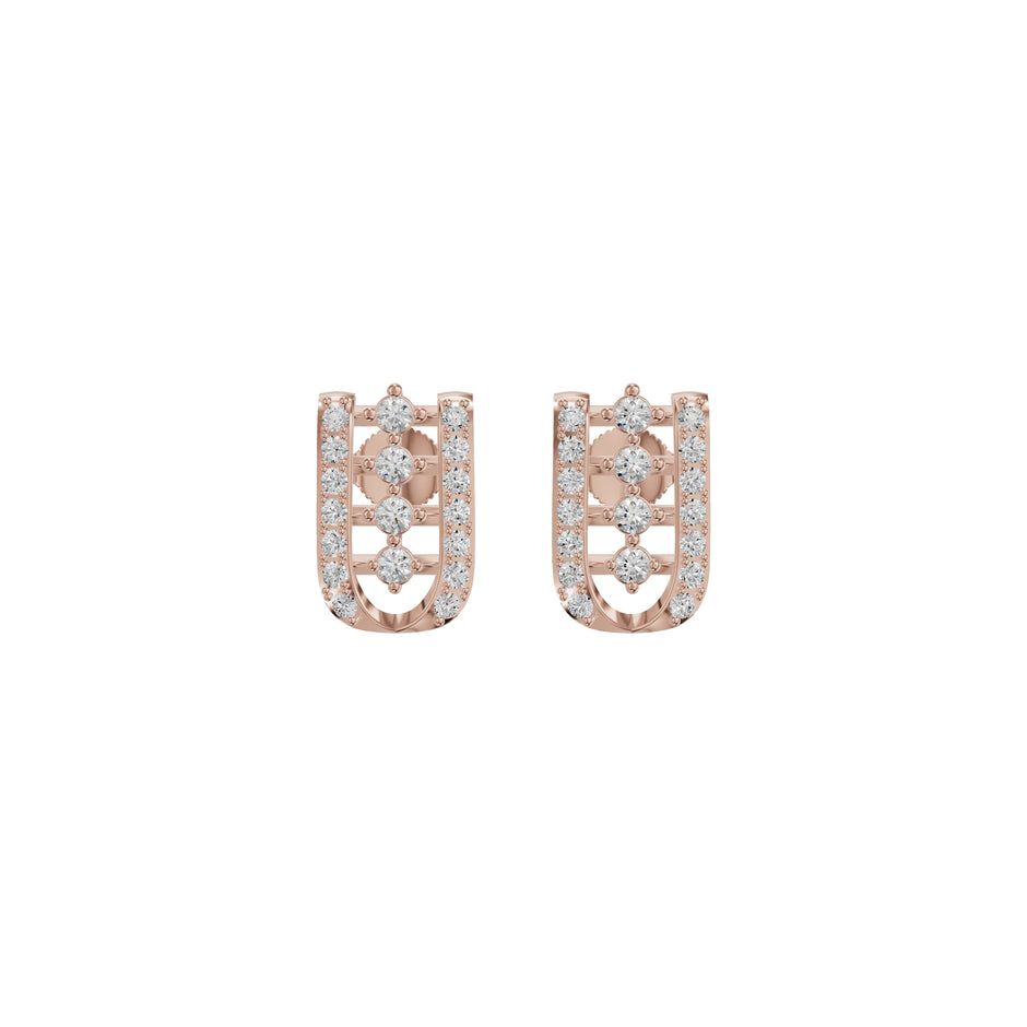 Lattice Round Diamond Stud Earrings